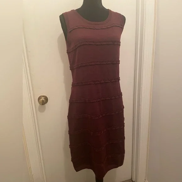 NWOT Calvin Klein Burgundy Sleeveless Sweater Dress, Size M - Picture 2 of 7